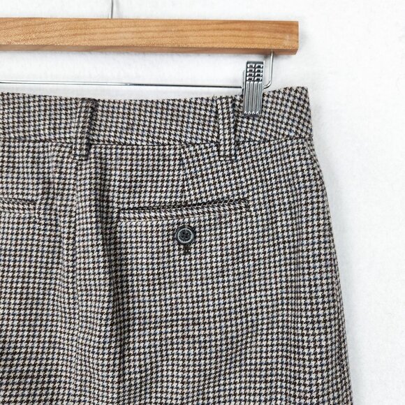 Eddie Bauer Skirt Womens 2 Brown Blue Houndstooth Wool Blend Pencil Career - Picture 8 of 10